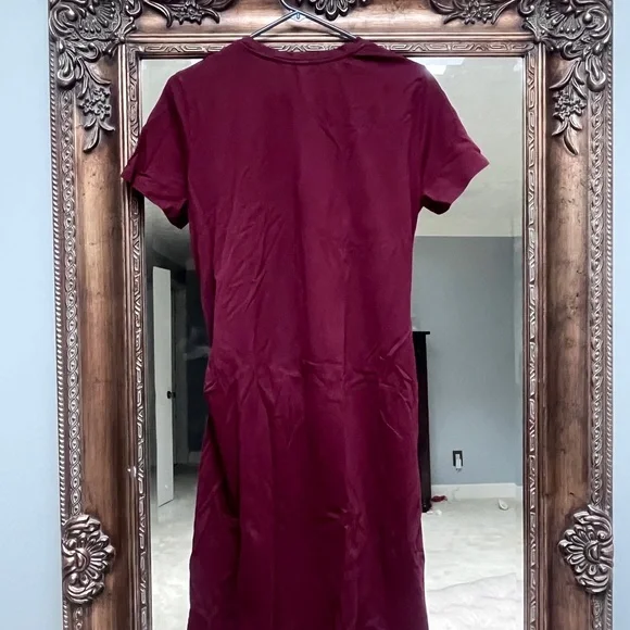 Anthropologie DOLAN t shirt Elegant Burgundy Tie-Waist Dress - Picture 4 of 5
